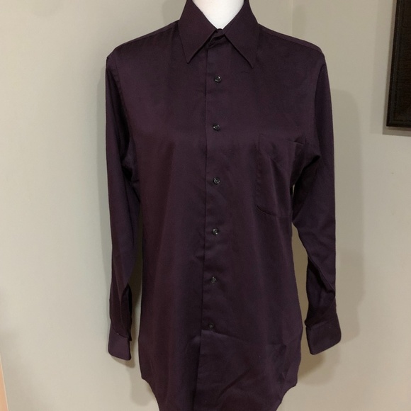 *GEOFFREY BEENE* Men's Fitted Sateen Button Down Shirt Size Small - Picture 1 of 6